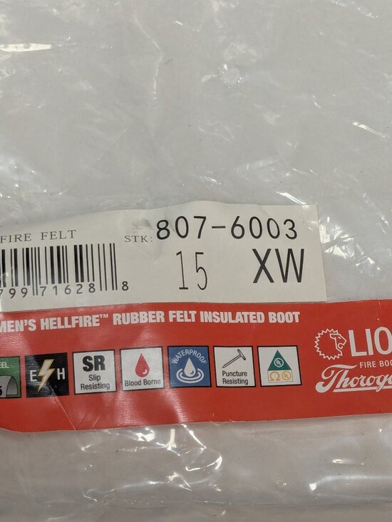 NWT THOROGOOD 807-6003 Lion Fire Hellfire Rubber LUG MENS SIZE 15 XW main image 7